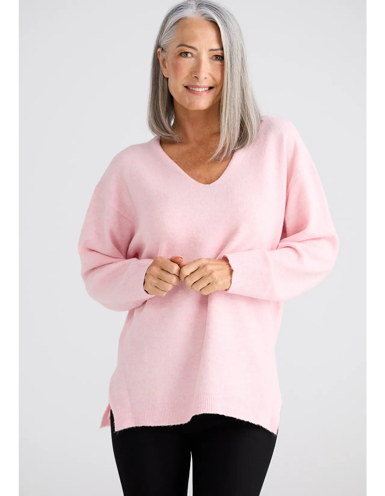 Britney Relaxed V Neck Fluffy Knit Jumper