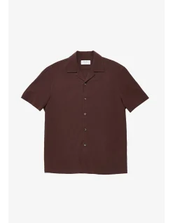 BROWN SEERSUCKER S/S SHIRT