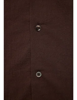BROWN SEERSUCKER S/S SHIRT