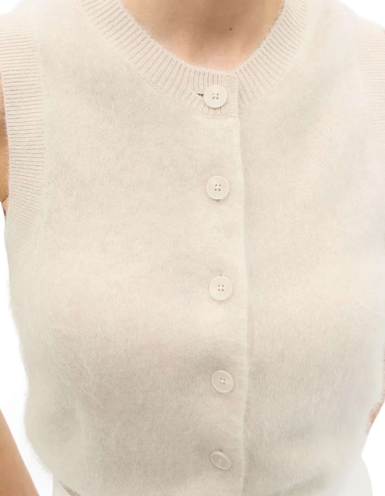 BRUSHED CASHMERE BUTTON VEST