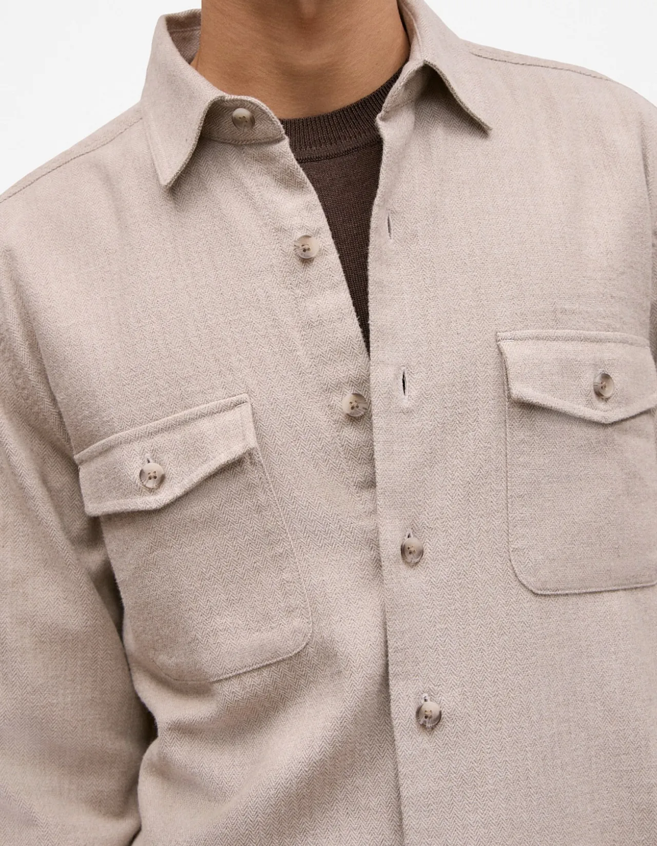Brushed Herringbone Overshirt