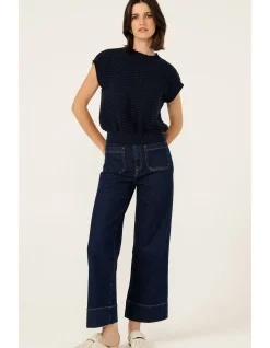 BUBBLE KNIT TOP IN NAVY