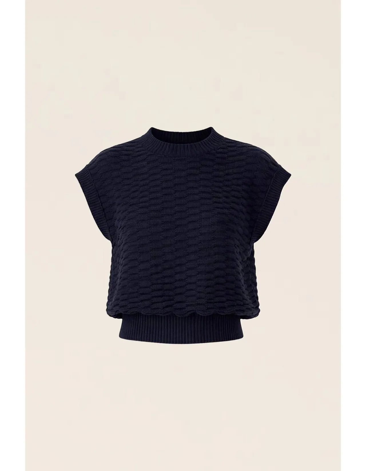 BUBBLE KNIT TOP IN NAVY