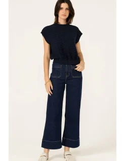BUBBLE KNIT TOP IN NAVY