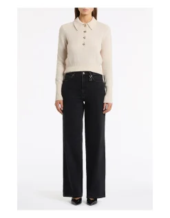 BUTTERMILK BRUSHED WOOL KNIT POLO