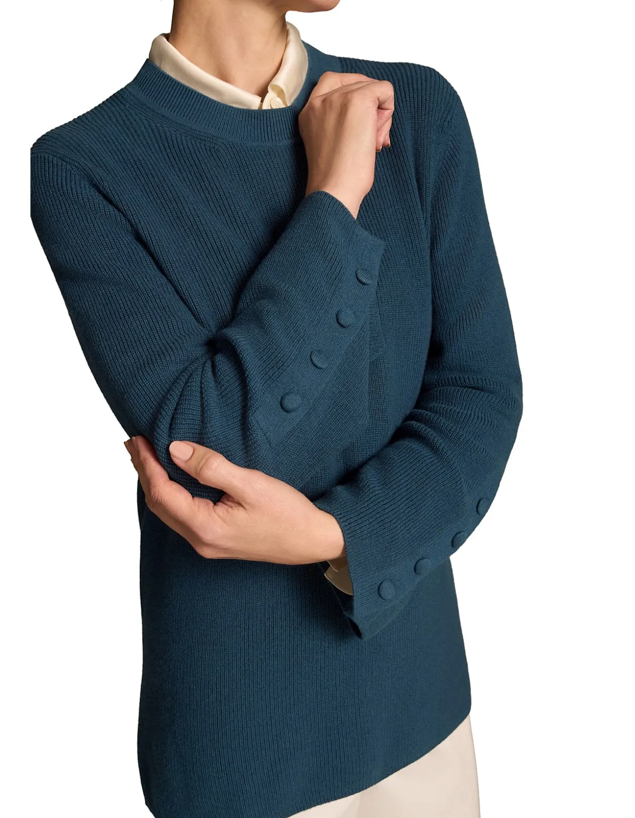Button Sleeve Detail Knit