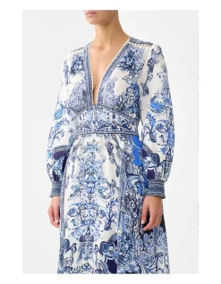 BUTTON DRESS WITH SHAPED WAISTBAND