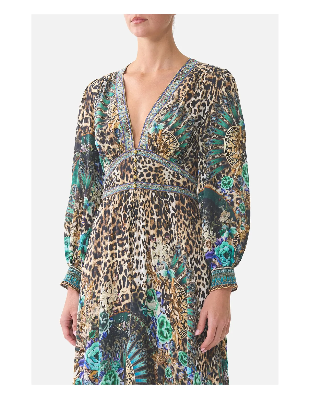 BUTTON DRESS WITH SHAPED WAISTBAND