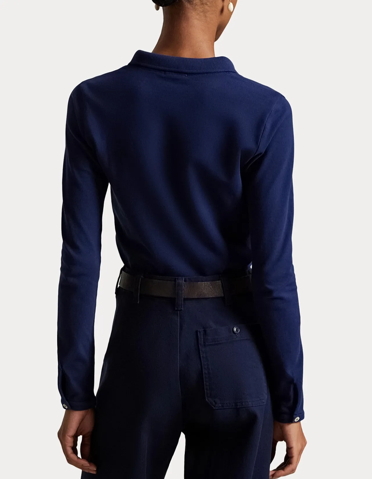 BUTTONED-PLACKET LONG-SLEEVE POLO SHIRT