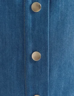 BUTTON FRONT DENIM SKIRT