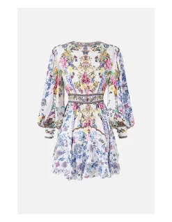 BUTTON FRONT FRILL DRESS