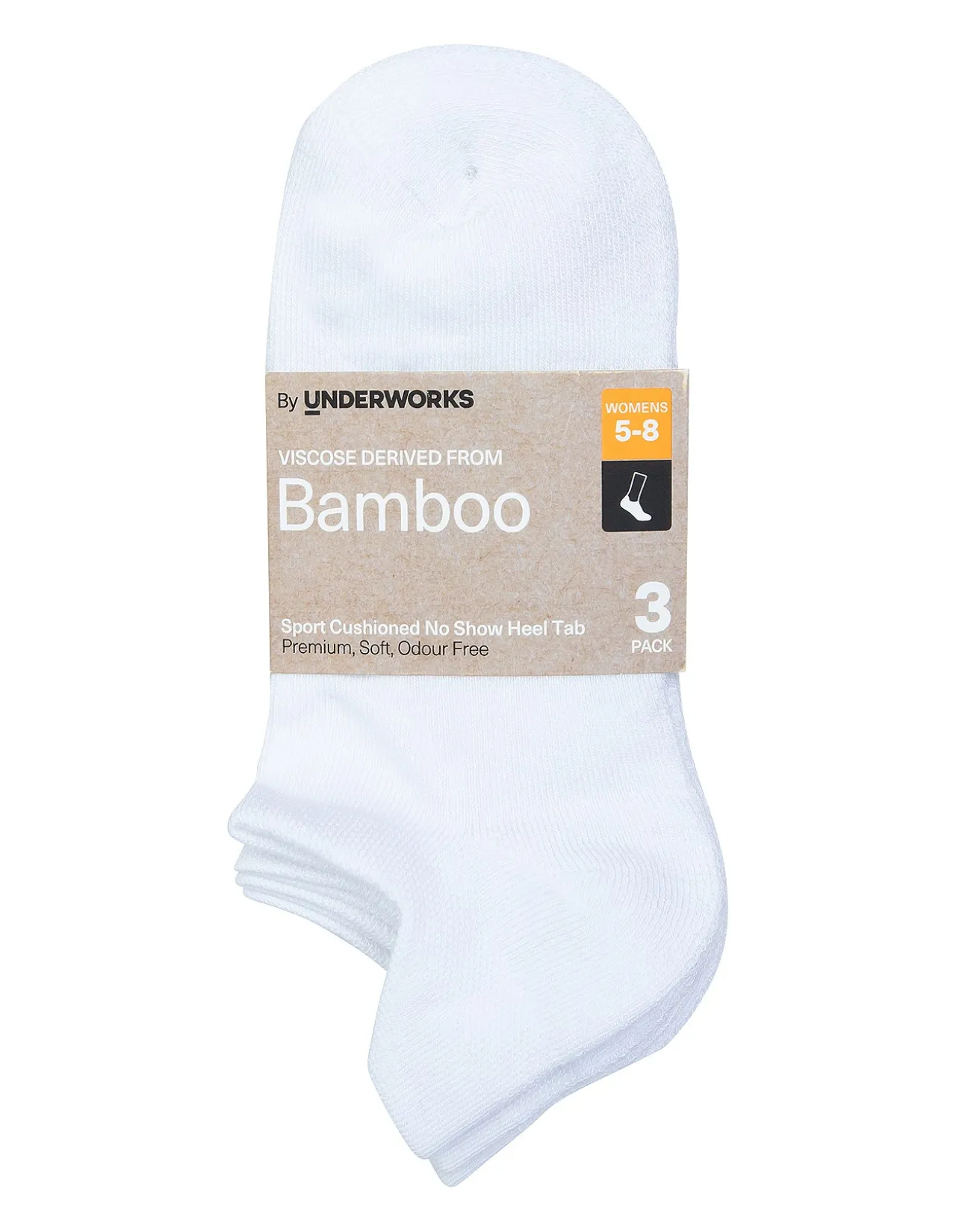BY UNDERWORKS WOMENS BAMBOO SPORT CUSHIONED HEEL TAB SOCK 3 PACK