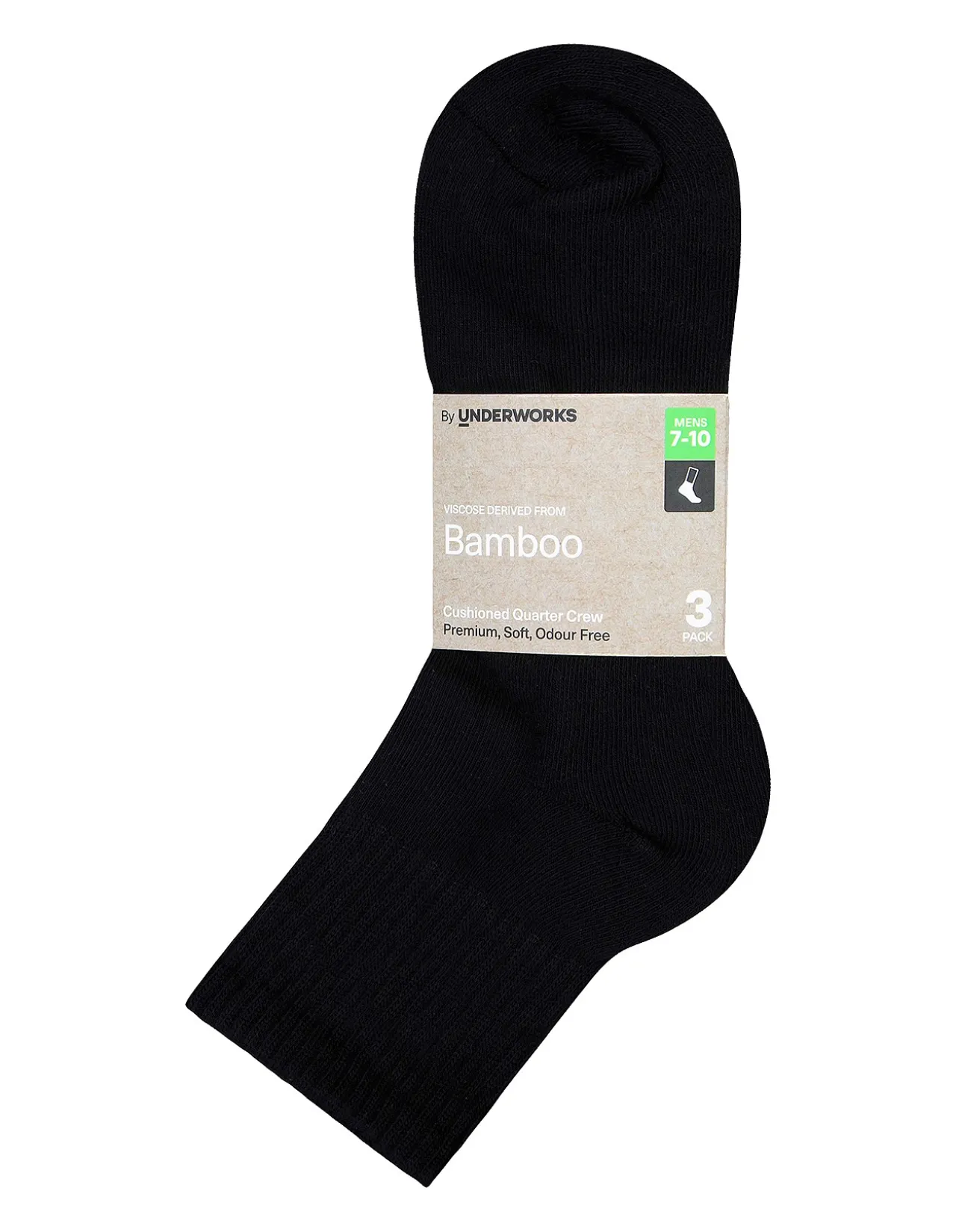 BY UNDERWORKS MEN'S CUSHIONED QUARTER CREW WITH BAMBOO 3PK