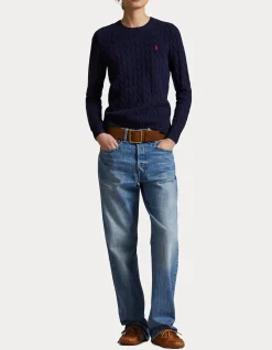 CABLE WOOL-CASHMERE CREWNECK SWEATER