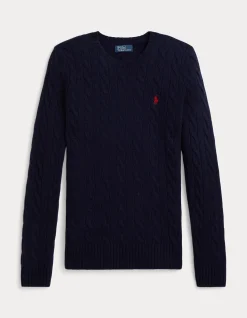 CABLE WOOL-CASHMERE CREWNECK SWEATER