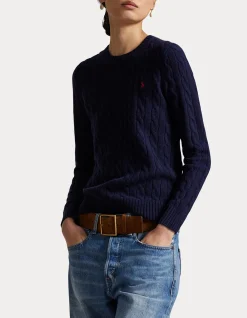 CABLE WOOL-CASHMERE CREWNECK SWEATER