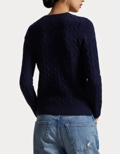 CABLE WOOL-CASHMERE CREWNECK SWEATER
