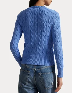 CABLE-KNIT COTTON CREWNECK CARDIGAN
