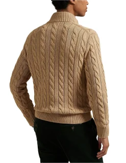 Cable-Knit Cotton Quarter-Zip Sweater