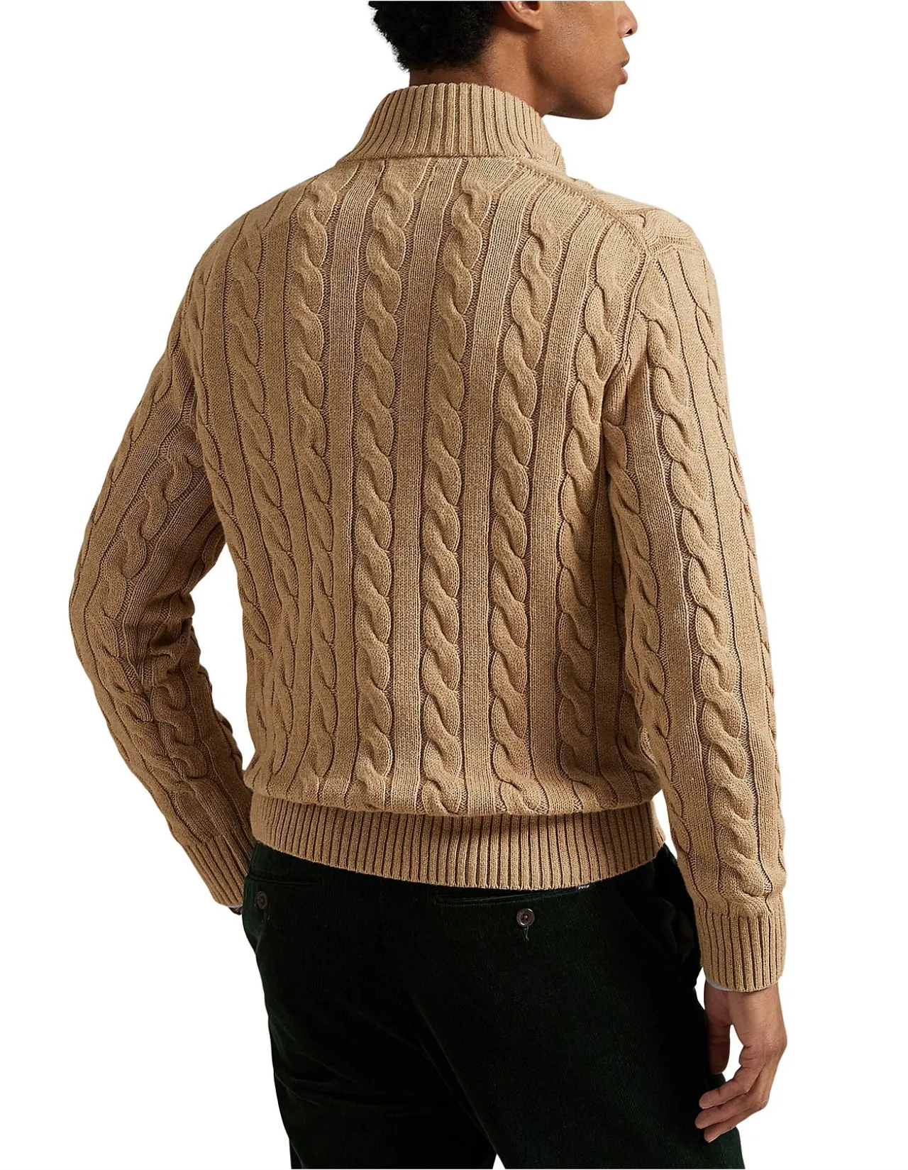 Cable-Knit Cotton Quarter-Zip Sweater