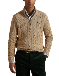 Cable-Knit Cotton Quarter-Zip Sweater