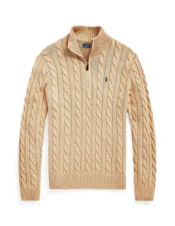 Cable-Knit Cotton Quarter-Zip Sweater