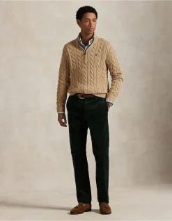 Cable-Knit Cotton Quarter-Zip Sweater