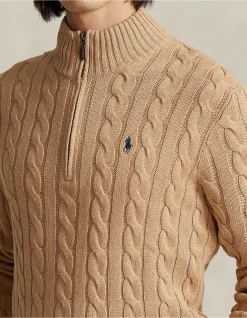 Cable-Knit Cotton Quarter-Zip Sweater