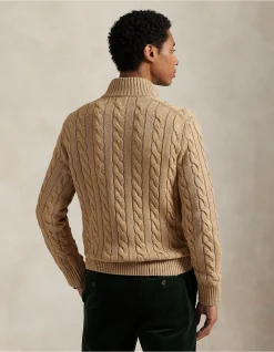 Cable-Knit Cotton Quarter-Zip Sweater