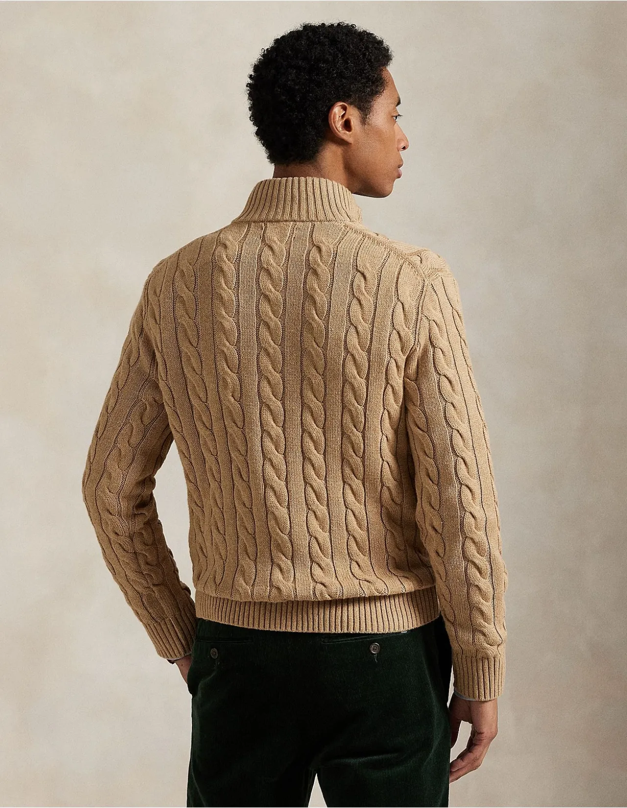 Cable-Knit Cotton Quarter-Zip Sweater