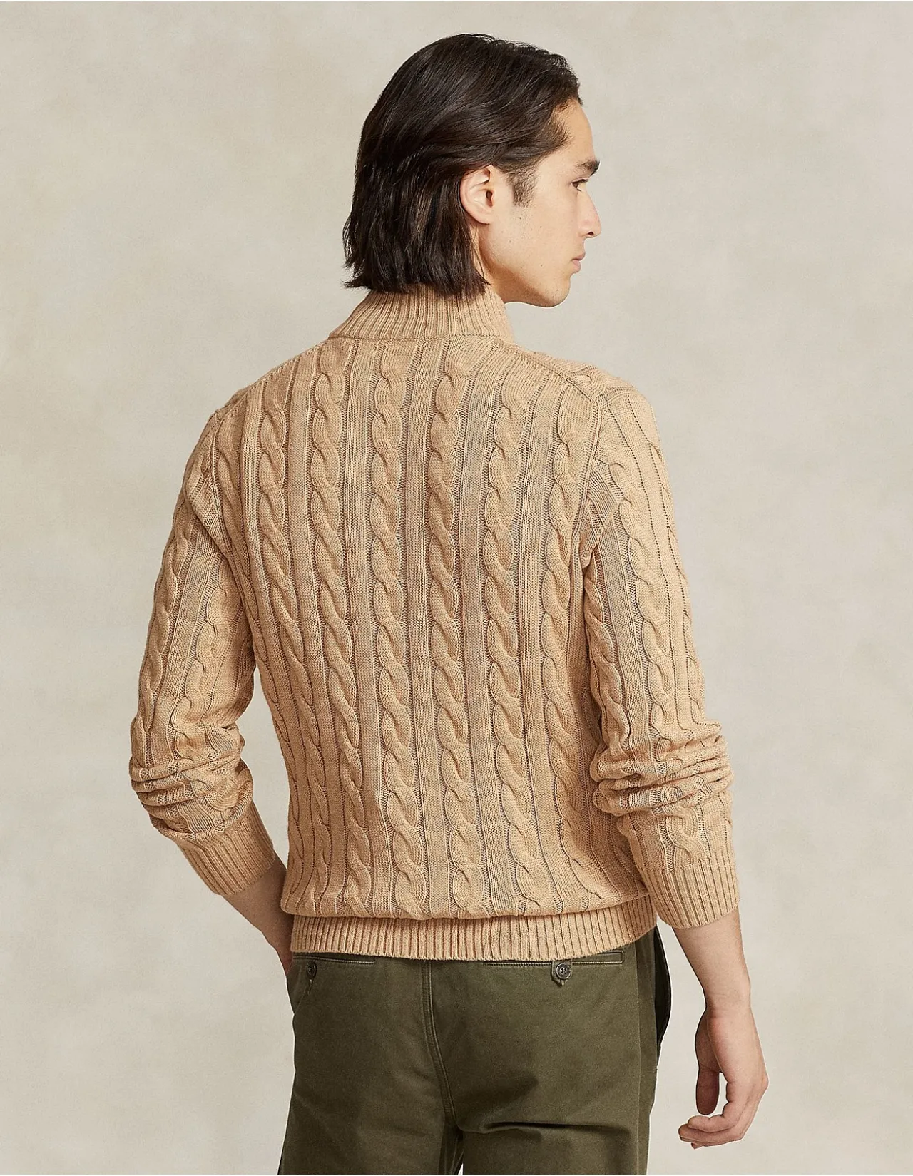 Cable-Knit Cotton Quarter-Zip Sweater