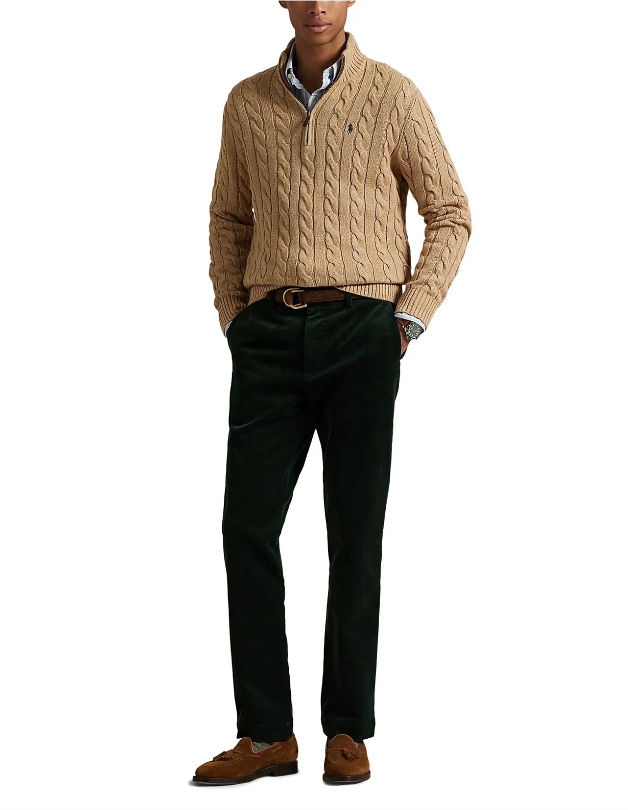 Cable-Knit Cotton Quarter-Zip Sweater