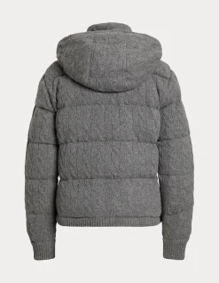 CABLE-KNIT WOOL-CASHMERE PUFFER JACKET