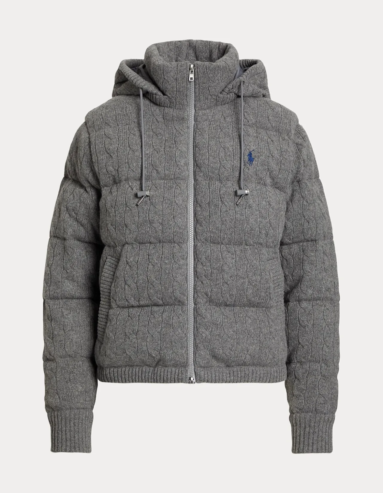 CABLE-KNIT WOOL-CASHMERE PUFFER JACKET
