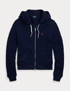CABLE-KNIT COTTON FULL-ZIP HOODIE