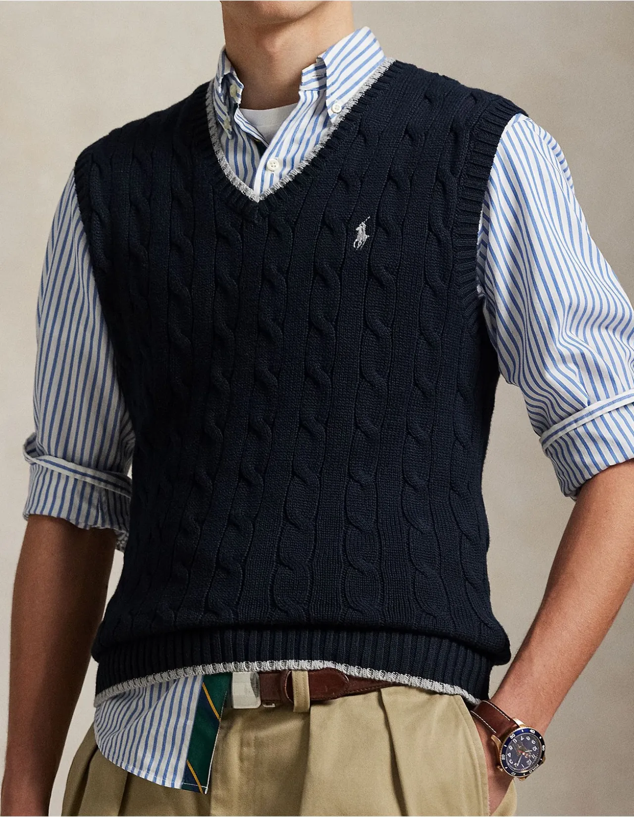 Cable-Knit Cotton Sweater Vest