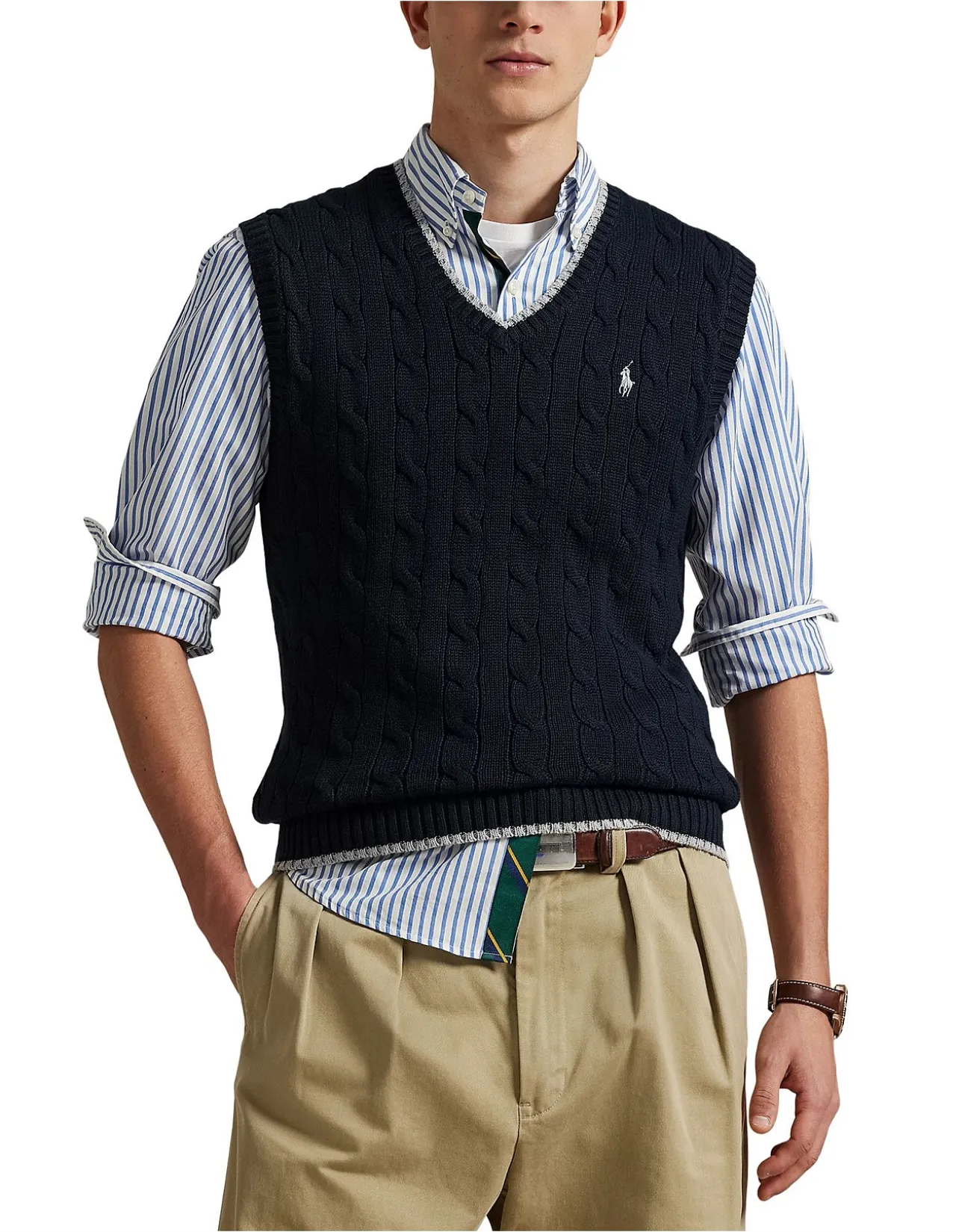 Cable-Knit Cotton Sweater Vest