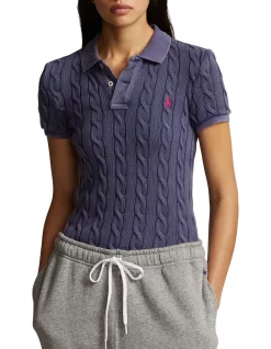 CABLE-KNIT POLO SHIRT