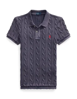 CABLE-KNIT POLO SHIRT