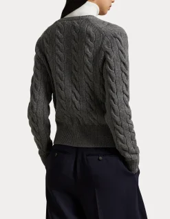CABLE-KNIT WOOL-CASHMERE CARDIGAN