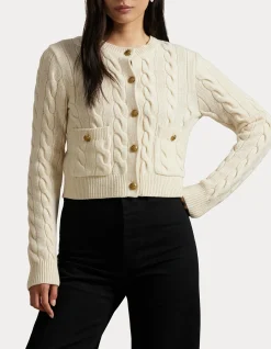 CABLE WOOL-CASHMERE CARDIGAN