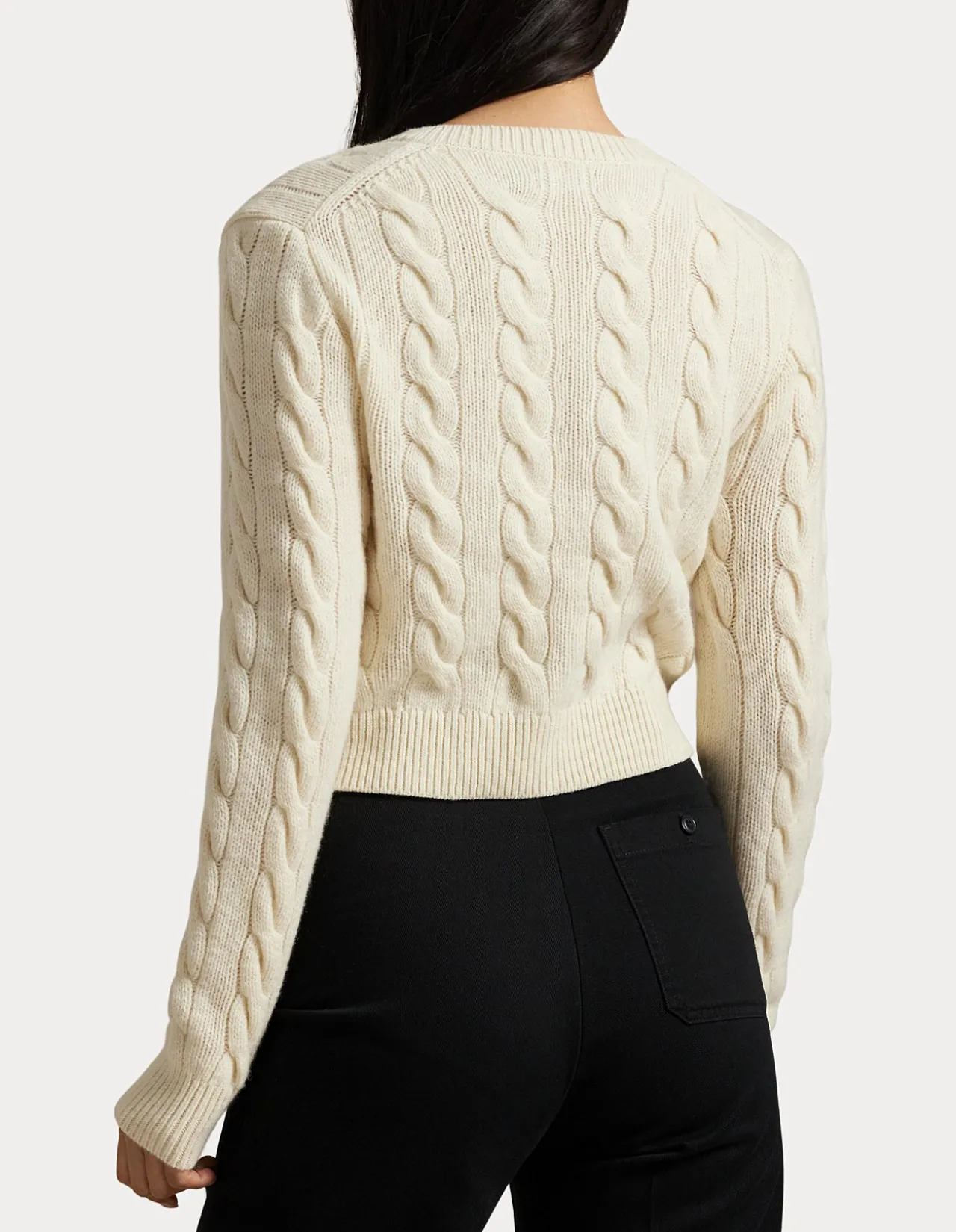 CABLE WOOL-CASHMERE CARDIGAN