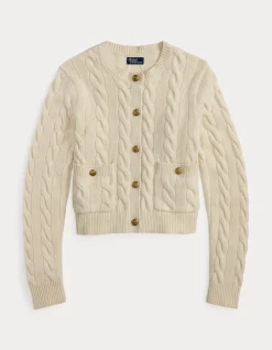 CABLE WOOL-CASHMERE CARDIGAN