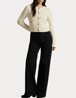 CABLE WOOL-CASHMERE CARDIGAN