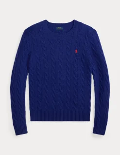 CABLE WOOL-CASHMERE CREWNECK SWEATER