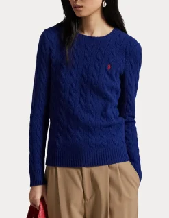 CABLE WOOL-CASHMERE CREWNECK SWEATER