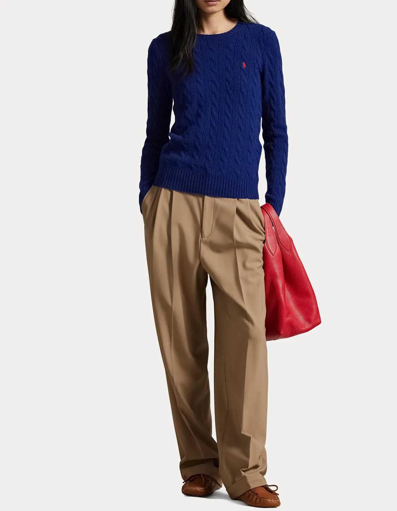 CABLE WOOL-CASHMERE CREWNECK SWEATER
