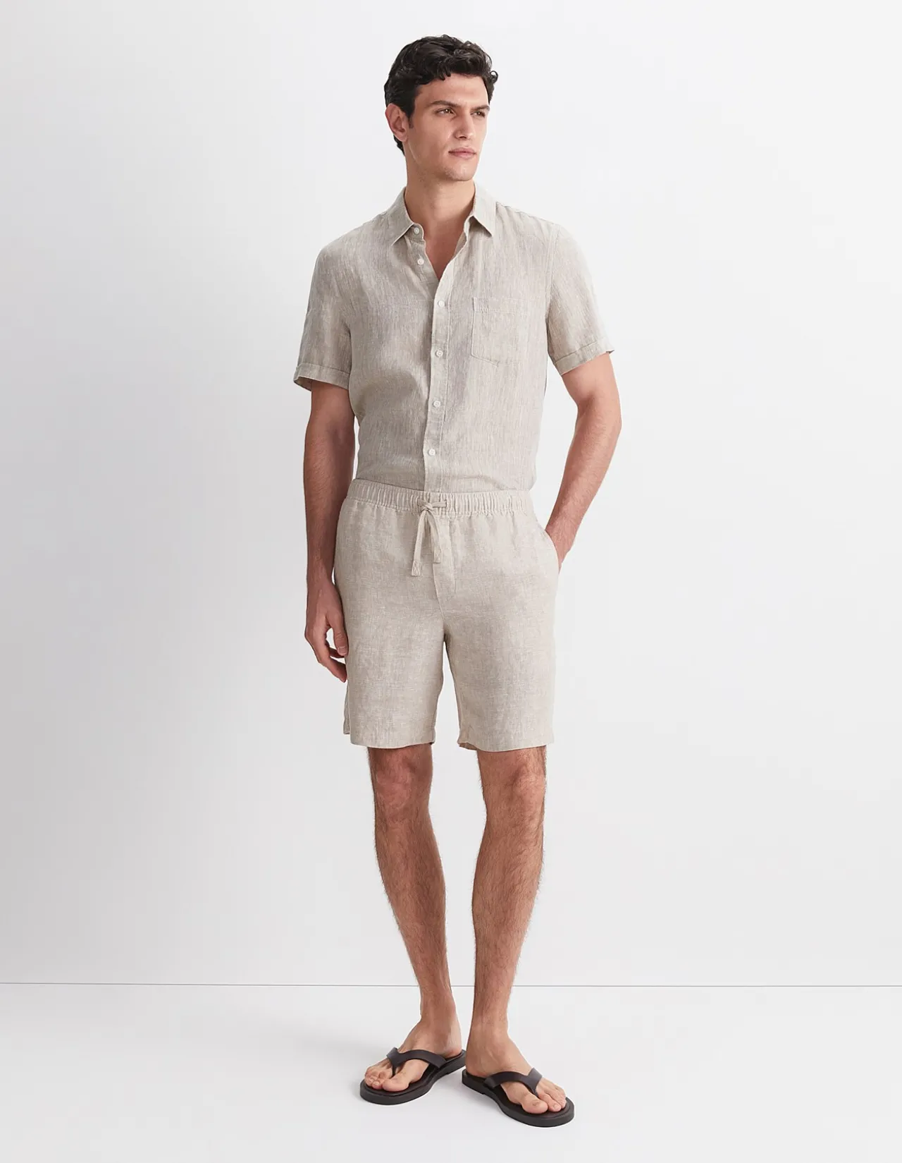 CAFFERY YARN-DYED LINEN SHORT