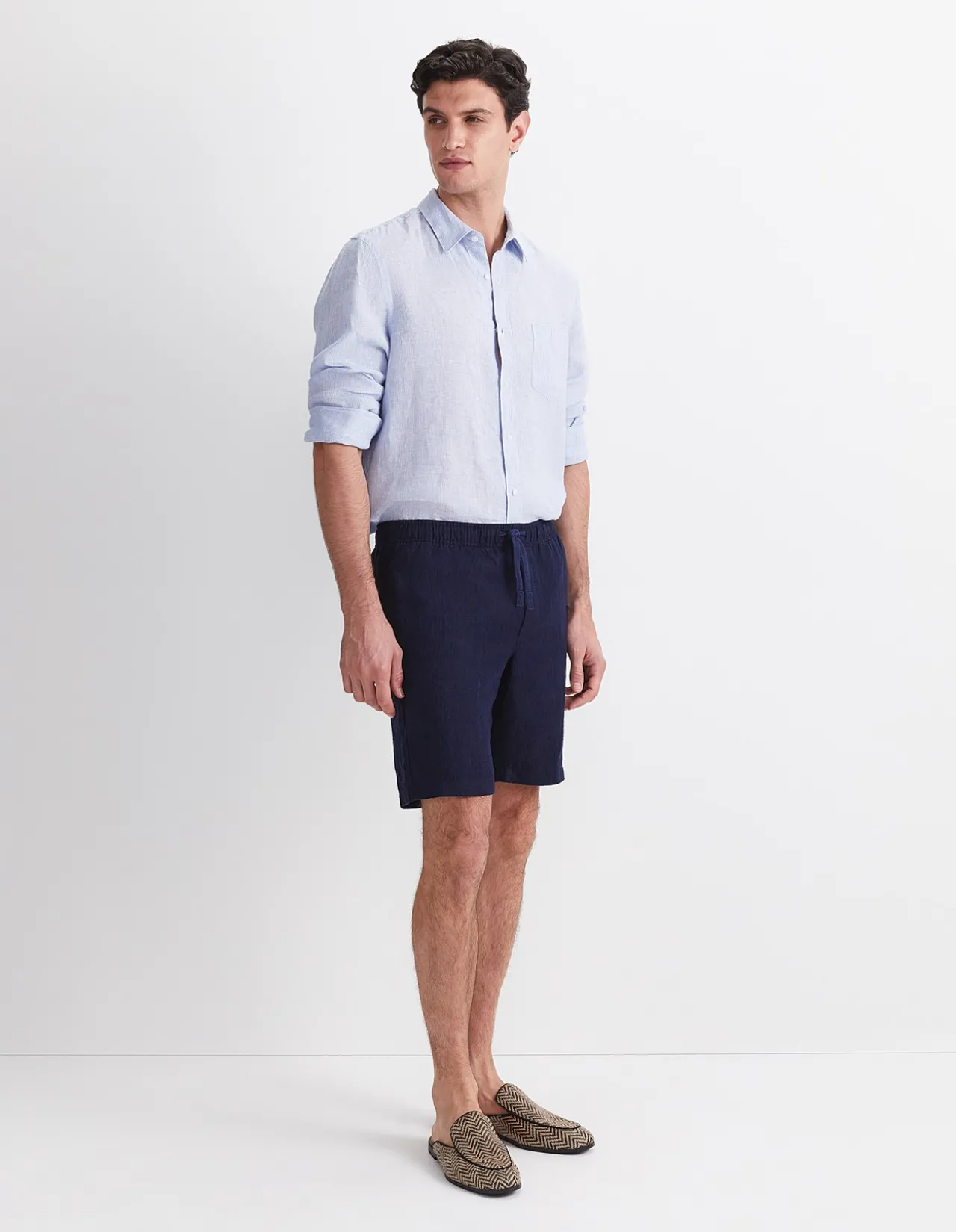 CAFFERY YARN-DYED LINEN SHORT