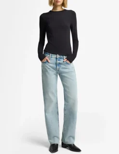 Calie Straight Mid Rise Full Length Jeans